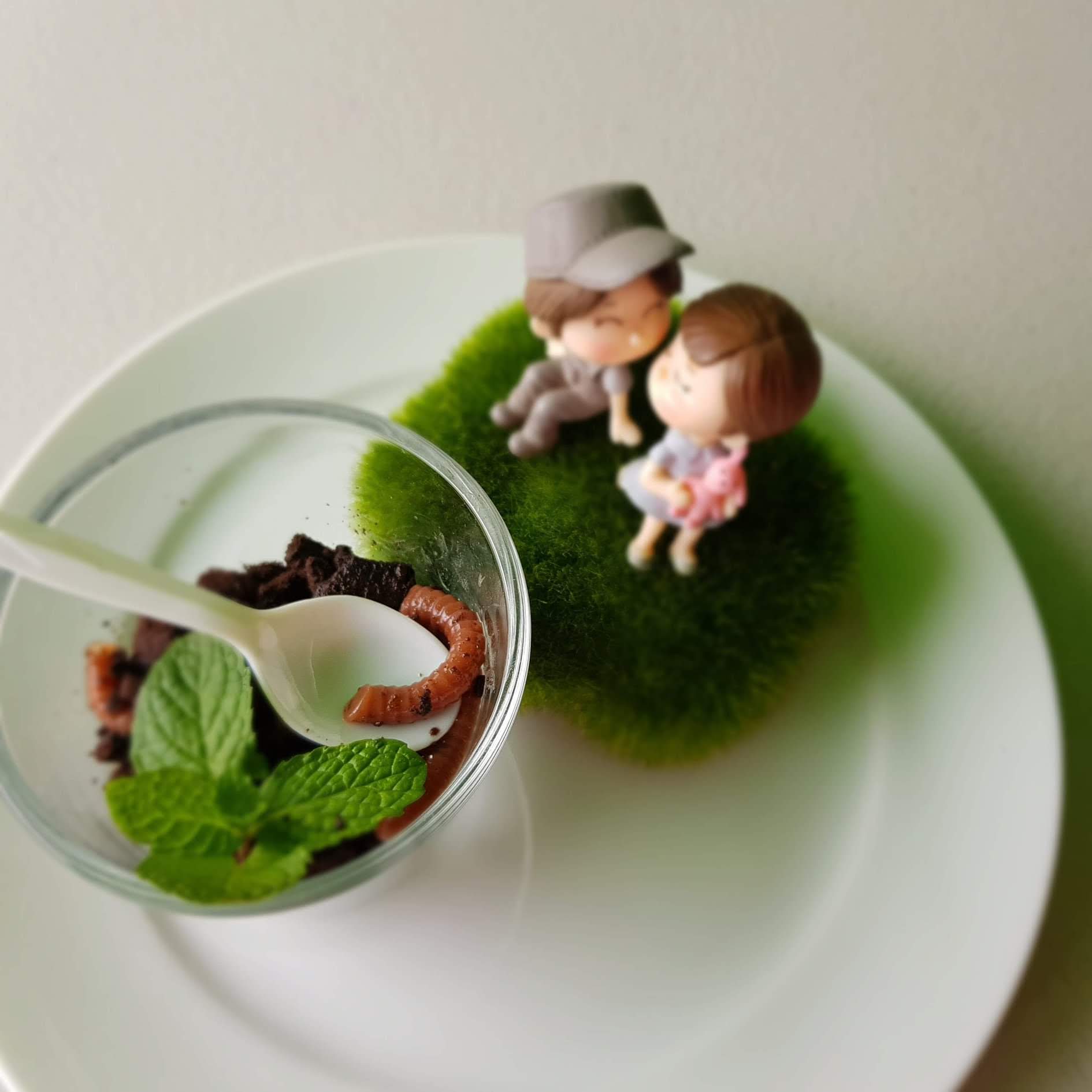 坵隱農場擬真蚯蚓甜點手作